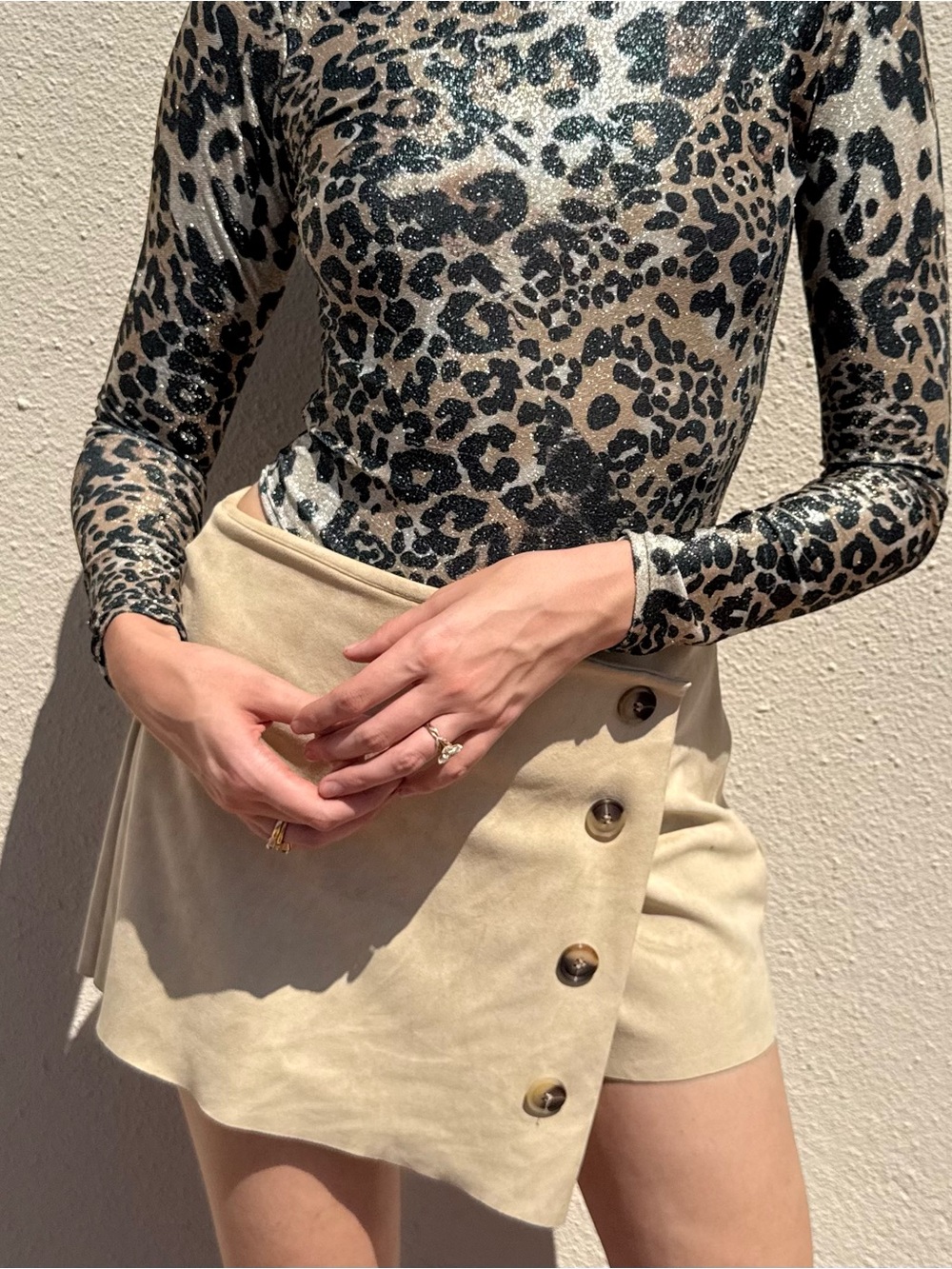 Tan Suede Texture Shorts/Skirt/Skort